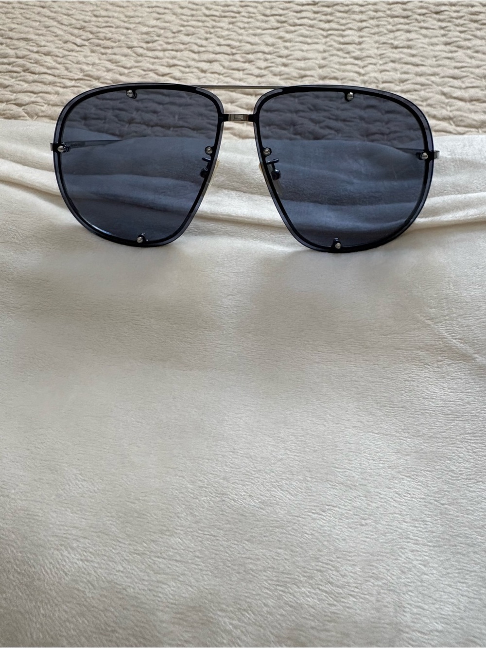Alexander McQueen Silver Metal Sunglass Temples